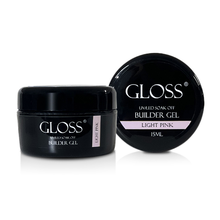Однофазний гель для нігтів Gloss Builder Gel UV/LED Soak Off, Light Pink, 15 мл